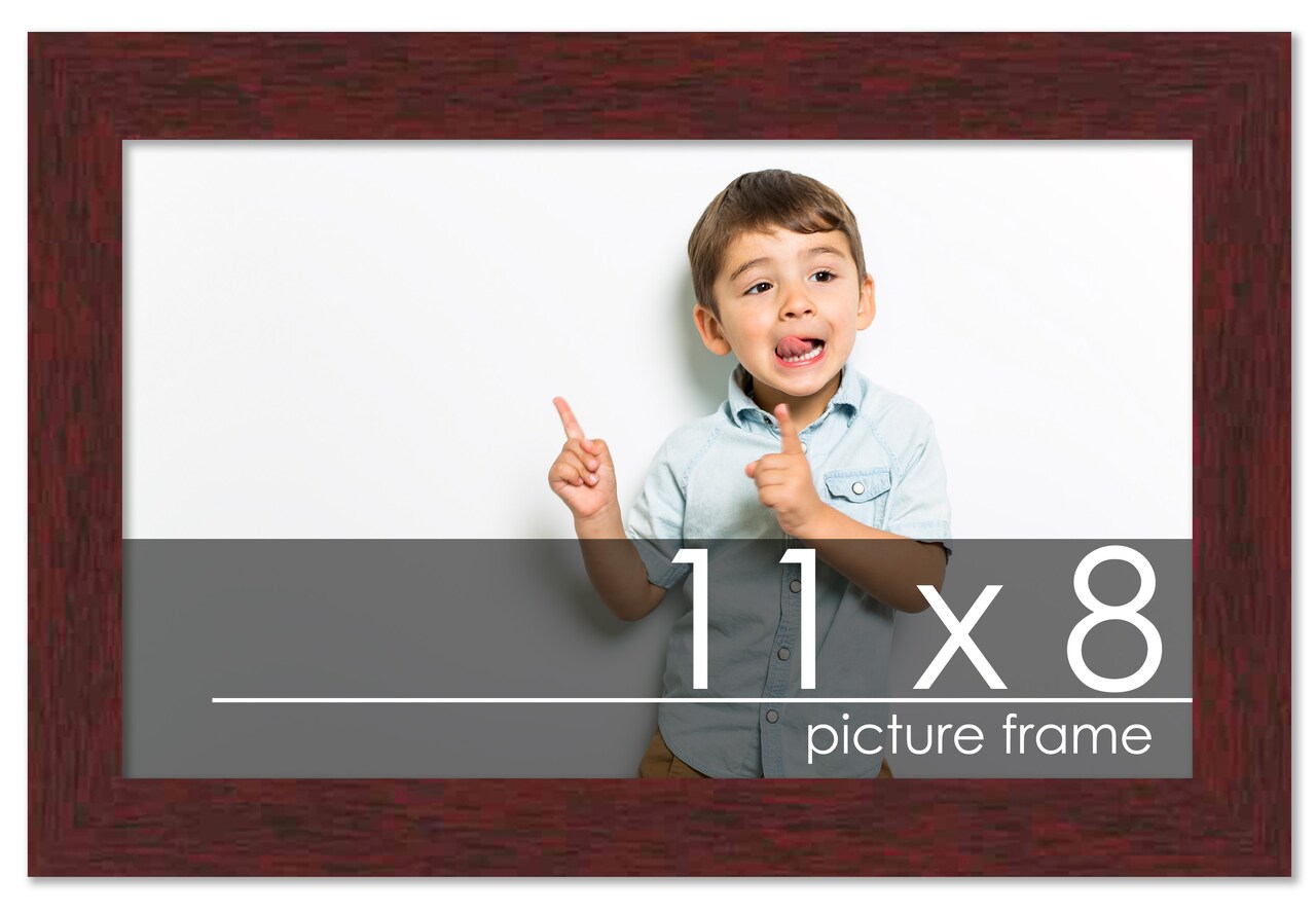 11x8 Solid Wood Picture Frame with UV-Resistant Acrylic & Acid-Free Backing, Available in 6 Finishes: Matte Black, Matte White, Metallic Bronze, Silver, Natural Wood Grain & Mahogany
